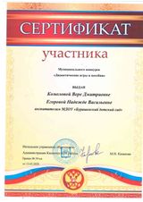 Сертификат участника муниципального конкурса - 2020 год